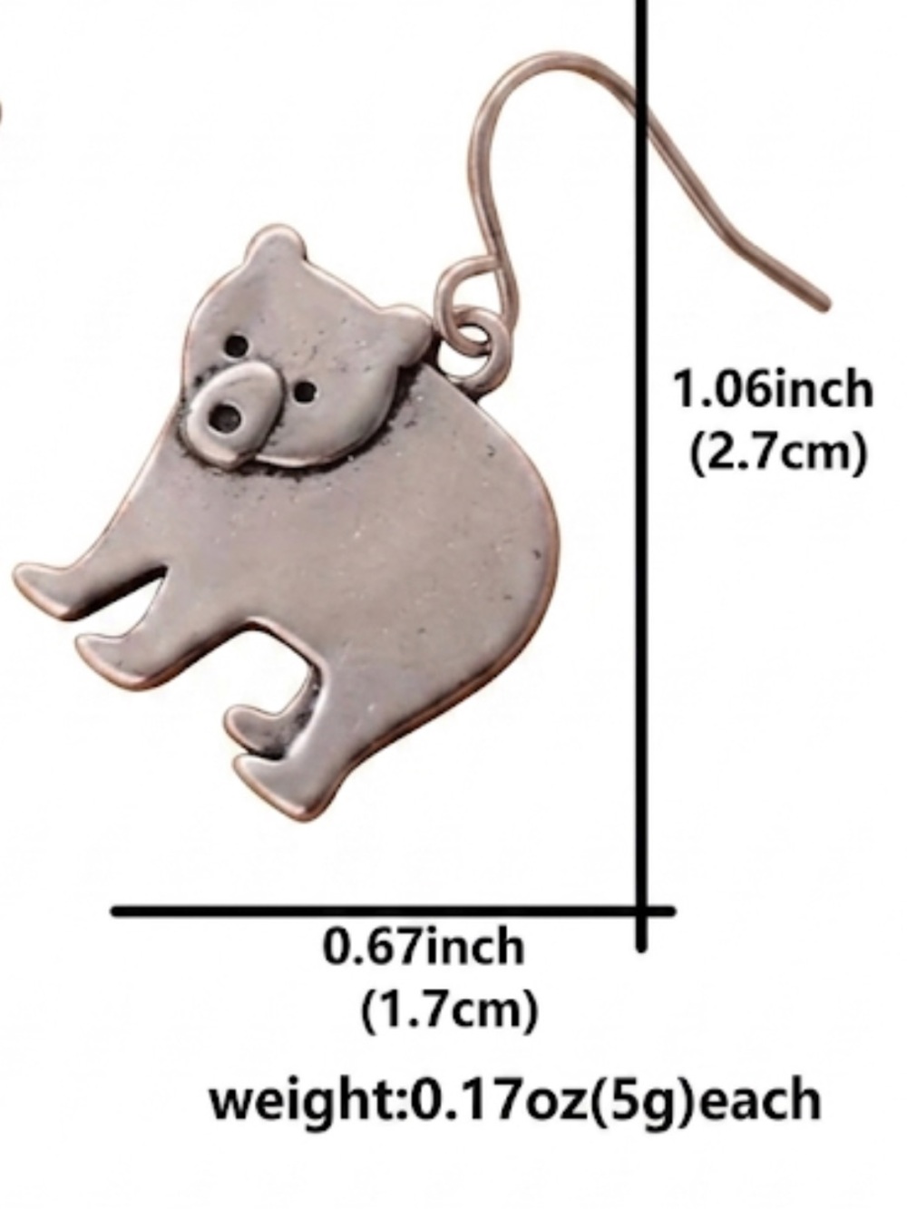NWT Bear Dangle Earrings Stainless Steel Nature Outdoor Gorpcore Cute - Picture 4 of 4